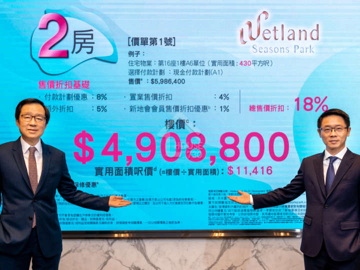 Wetland Seasons Park 記者會 新地副董事總經理雷霆以「普天同慶價」形容是次開價,稱剛性需求強及低息環境有利置業 - House730