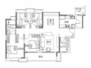 凱德山海連城 03戶型125㎡四房 - House730
