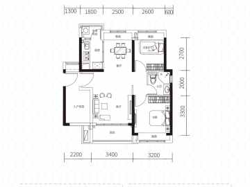 華發四季 8棟02房 77㎡ 2+1房 - House730
