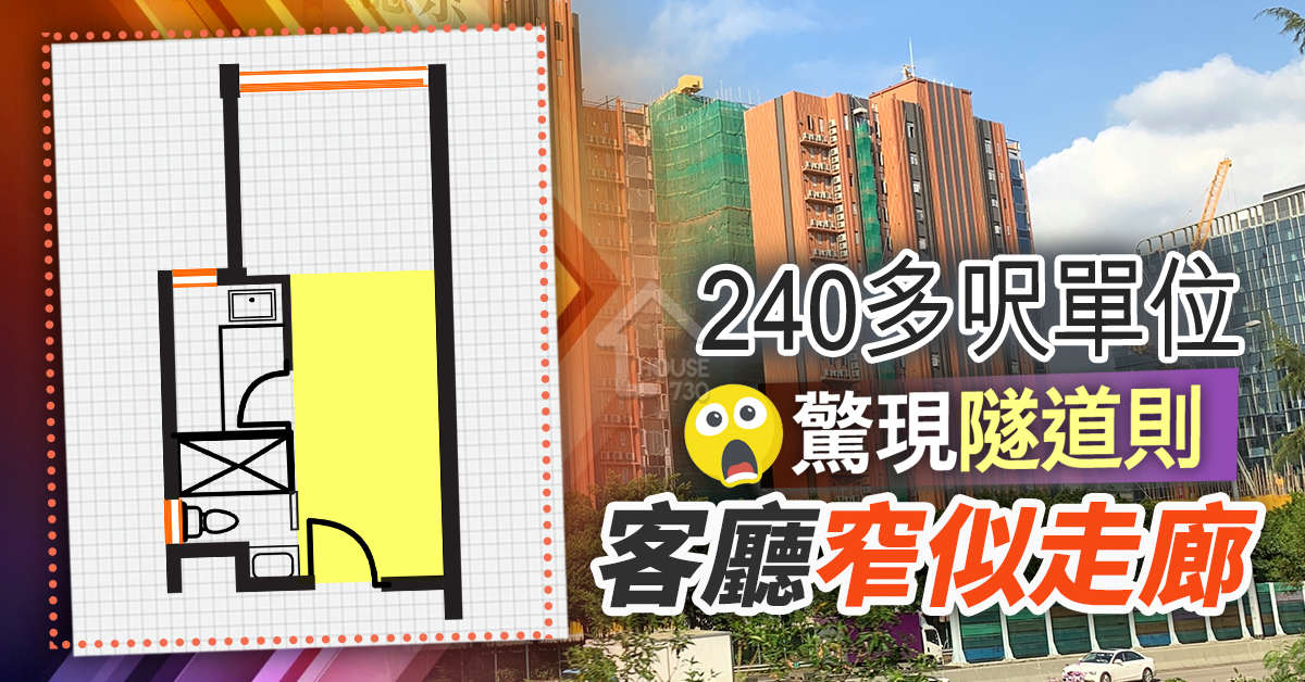 市道行情-240多呎單位驚現隧道則  客廳窄似走廊-House730