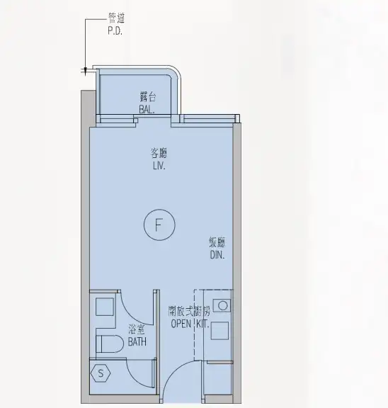 開放式單位布局四正兼有露台。