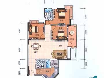 熙悅 3室2厅2卫,89平户型 - House730