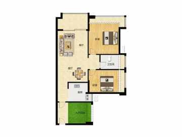 海棠郡 2室2厅1卫，3栋04户型 - House730