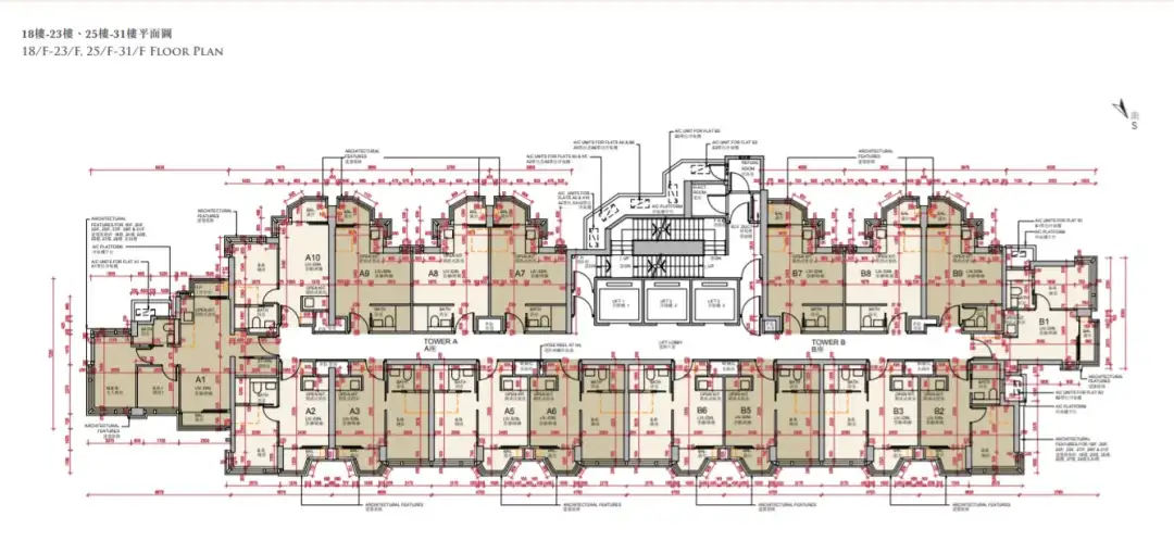 18至31樓單位分布。