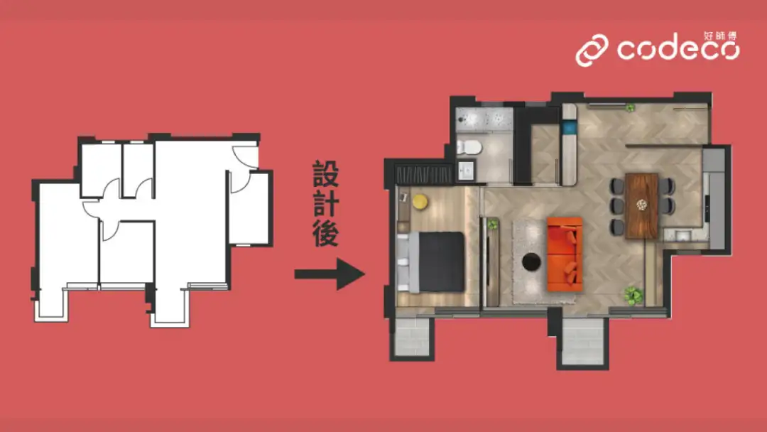 i House-【3D图】凯滙2房改1房室内设计示范 融合简约现代风格-House730