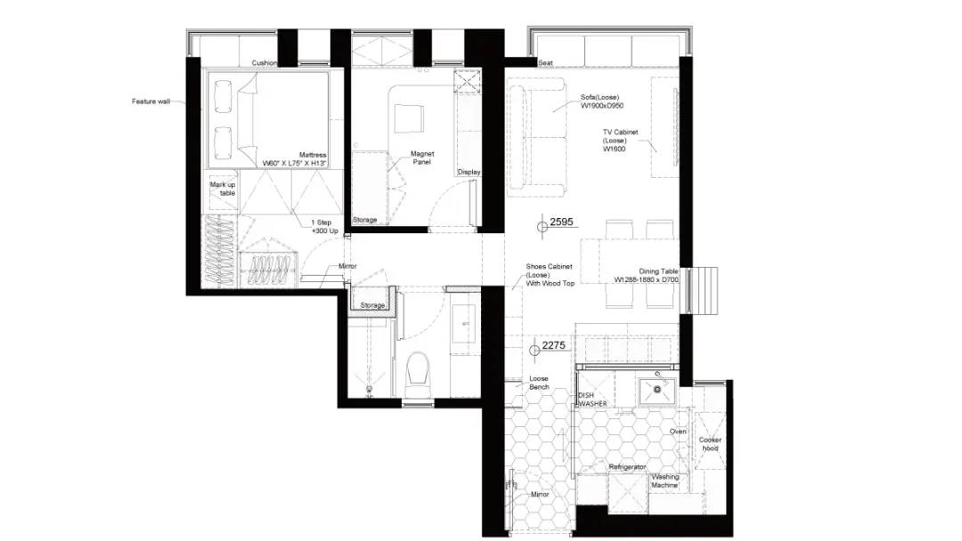 i House-玻璃廚房連貫大廳 利用黑鋼框陳列架營造極具品味居所!!-House730