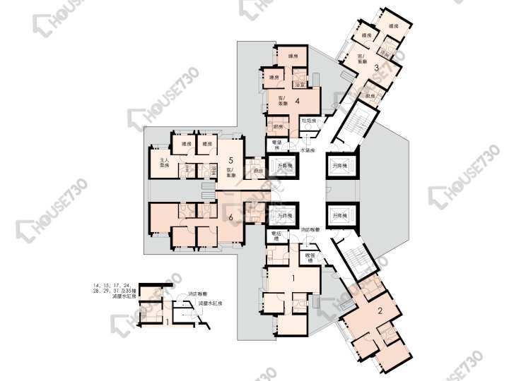 愉翠苑 平面圖 愉翠苑 愉勤閣 (S座) 1-40樓 樓層平面圖 - House730
