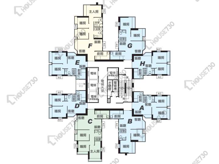 港灣豪庭 平面圖 港灣豪庭 1期 4座 6-48樓 樓層平面圖 - House730