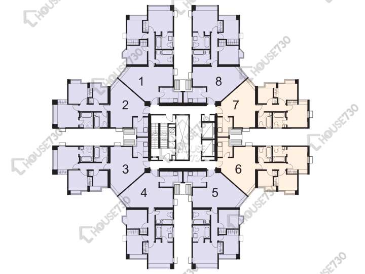 康怡花園 平面圖 康怡花園 J座 (1-8室) 1-20樓 樓層平面圖 - House730