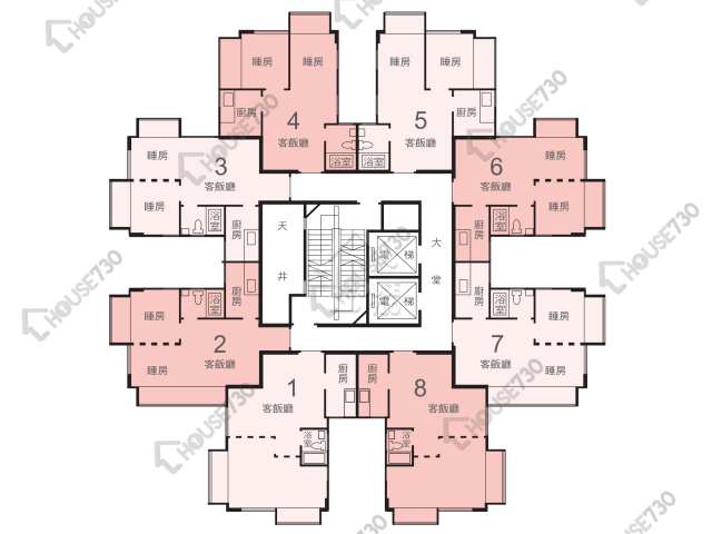 金獅花園 平面圖 金獅花園 1期 金康閣 (A座) 1-25樓 樓層平面圖 - House730