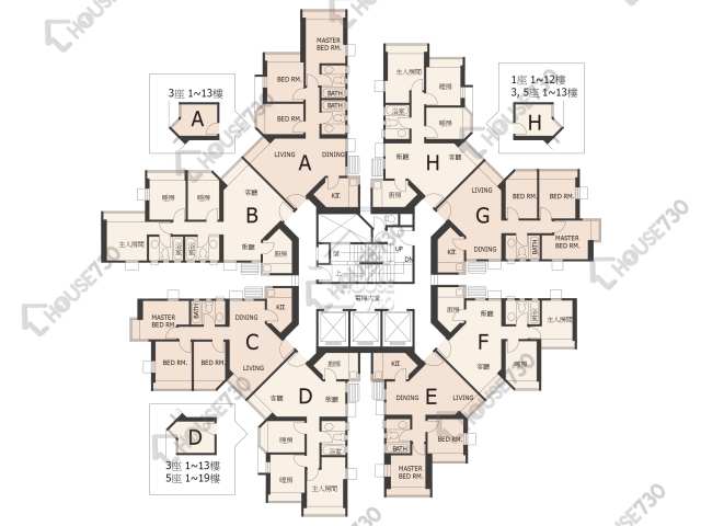 嘉湖山莊 平面圖 嘉湖山莊 2期 賞湖居 1座 1-35樓 樓層平面圖 - House730