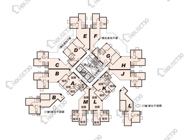 康盛花園 平面圖 康盛花園 5座 1-30樓 樓層平面圖 - House730