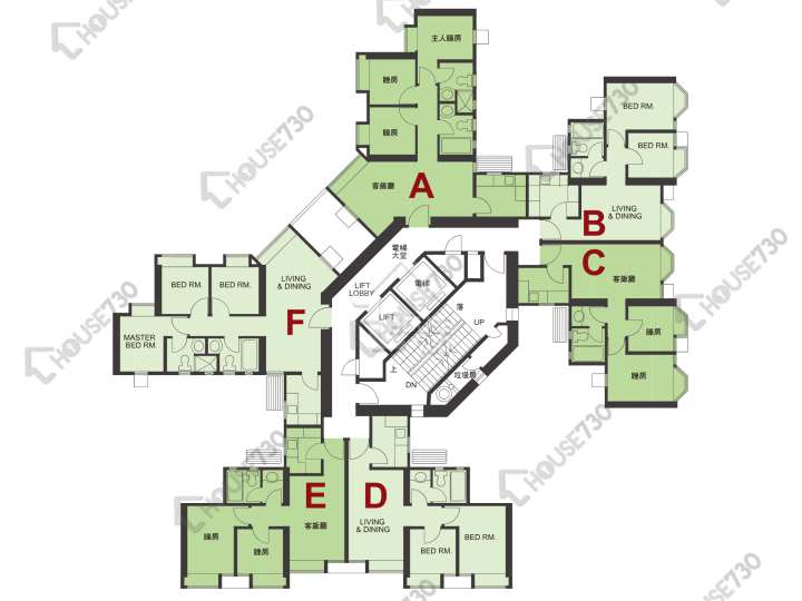 海柏花園 平面圖 海柏花園 2座 1-3,5-13,15-23,25樓 樓層平面圖 - House730