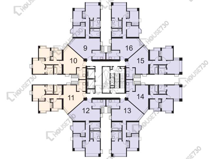 康怡花園 平面圖 康怡花園 M座 (9-16室) 1-18樓 樓層平面圖 - House730