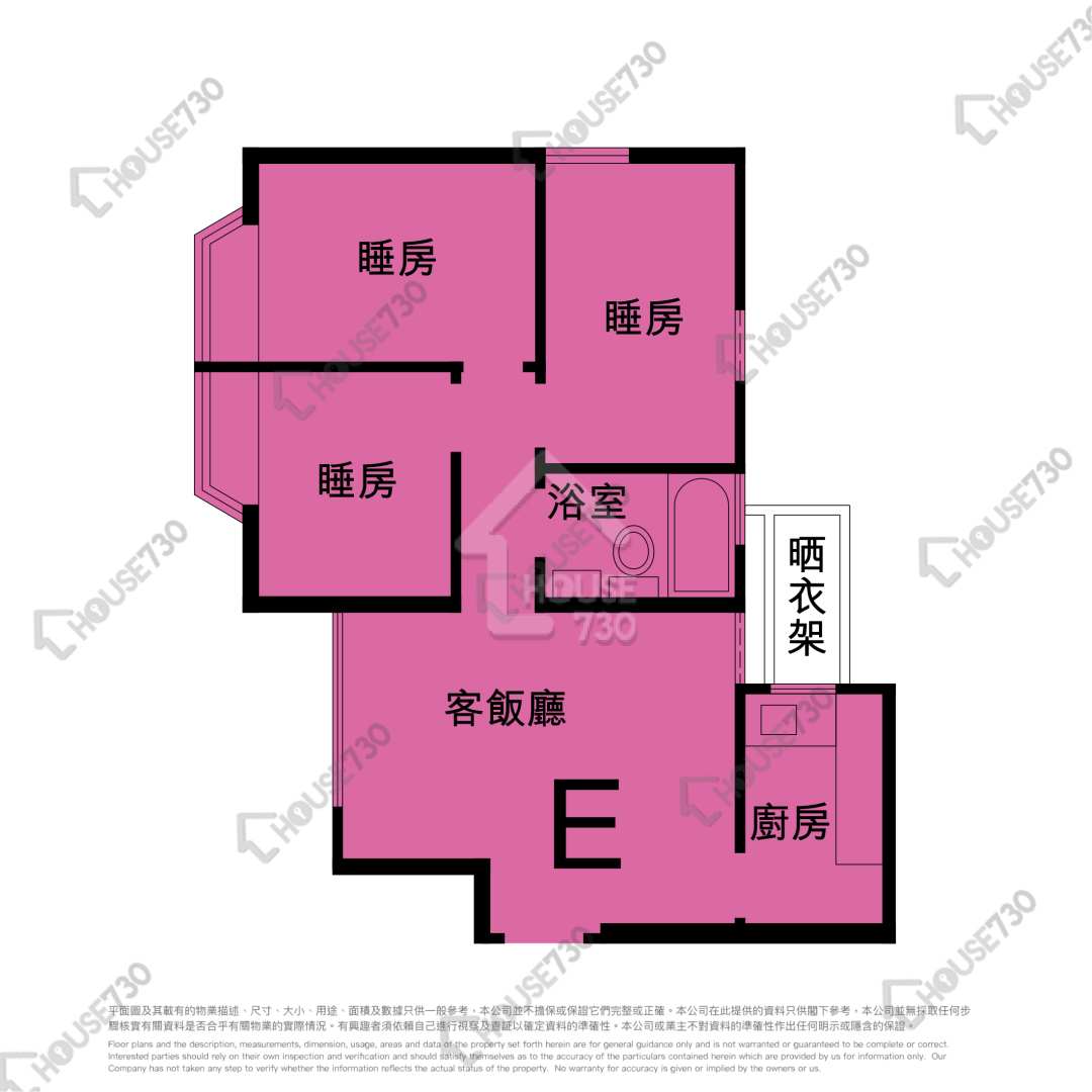 沙田第一城 沙田第一城 高层 单位平面图 2期-20座-高层/中层/低层-E室 House730-6864699