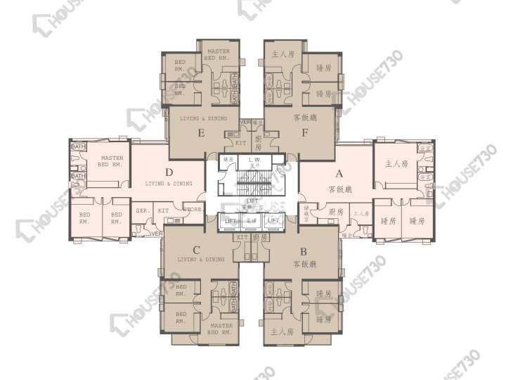 城市花園 平面圖 城市花園 1期 4座 4-26樓 樓層平面圖 - House730