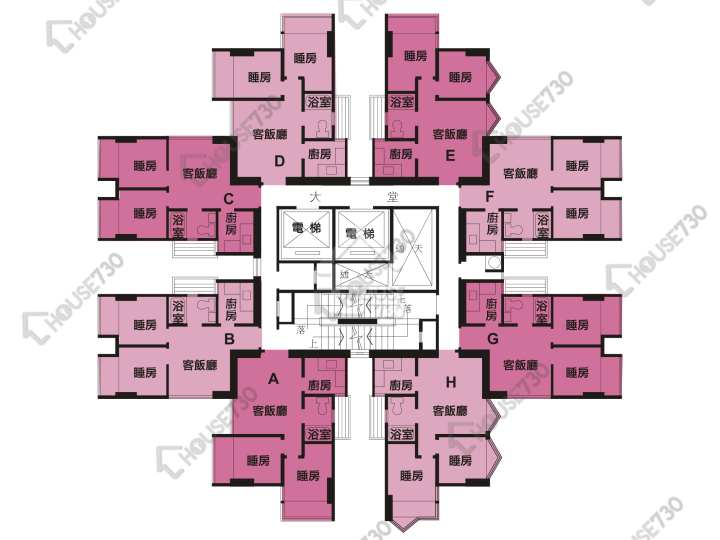 大埔中心 平面圖 大埔中心 3期 21座 4-24樓 樓層平面圖 - House730