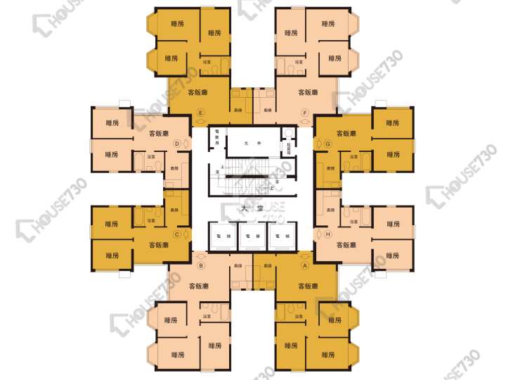 沙田第一城 平面圖 沙田第一城 6期 24座 1-30樓 樓層平面圖 - House730