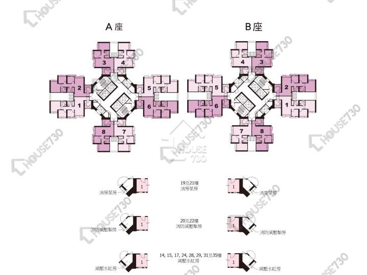 彩明苑 平面圖 彩明苑 彩柳閣 (B座) 1-40樓 樓層平面圖 - House730