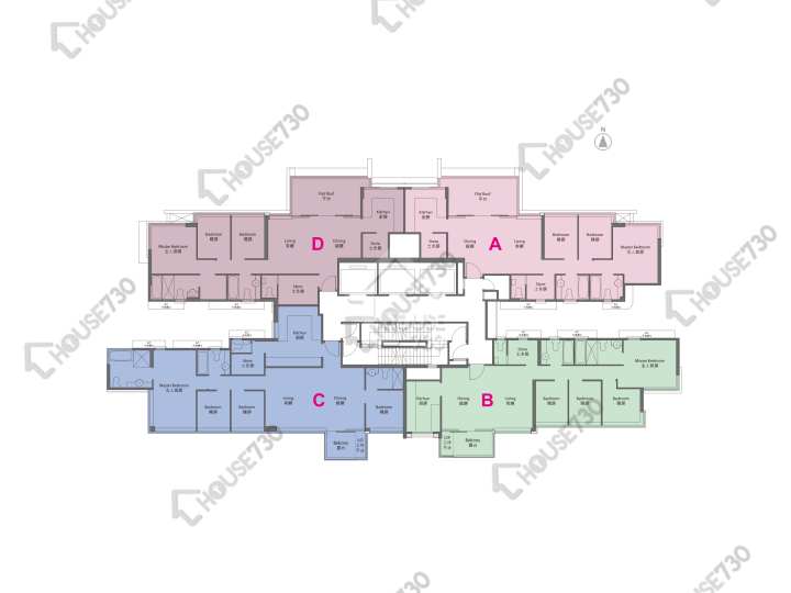 Yoho Town 平面圖 Yoho Town 2期 Yoho Midtown 1座 43樓 樓層平面圖 - House730