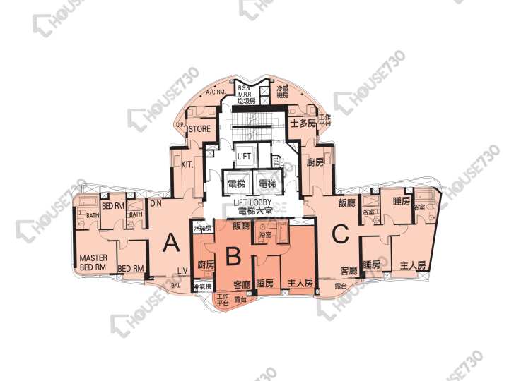 貝沙灣 平面圖 貝沙灣 6期 BEL-AIR NO. 8 3座 10-13,15-23,25,29-33,35樓 樓層平面圖 - House730
