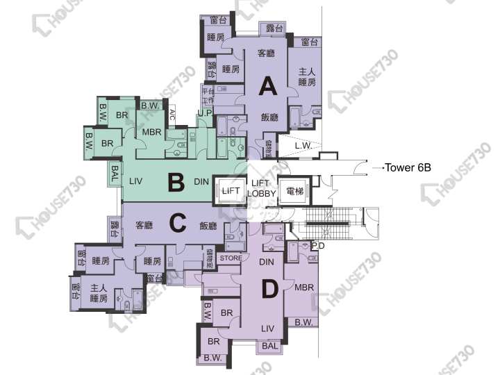 天宇海 平面圖 天宇海 6A座 5-12,15-23,25-28,29樓 樓層平面圖 - House730
