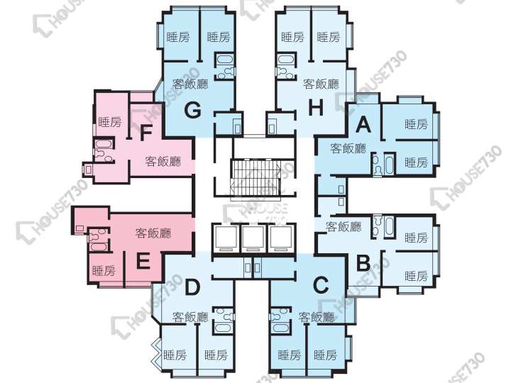 好運中心 平面圖 好運中心 榆林閣 (A2座) 1-22樓 樓層平面圖 - House730