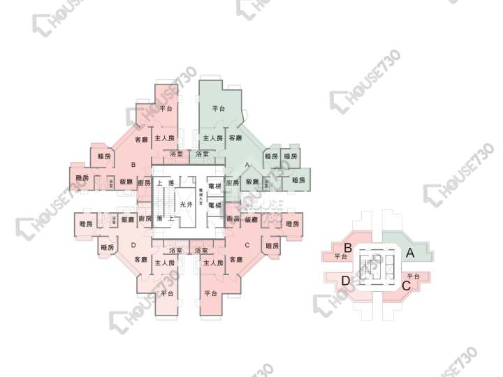 碧湖花園 平面圖 碧湖花園 1座 29樓 樓層平面圖 - House730