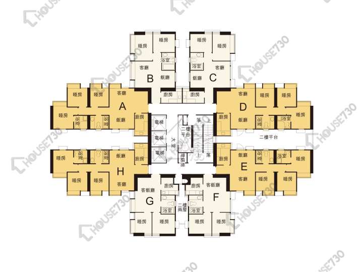 荃景花園 平面圖 荃景花園 2期 9座 2-34樓 樓層平面圖 - House730