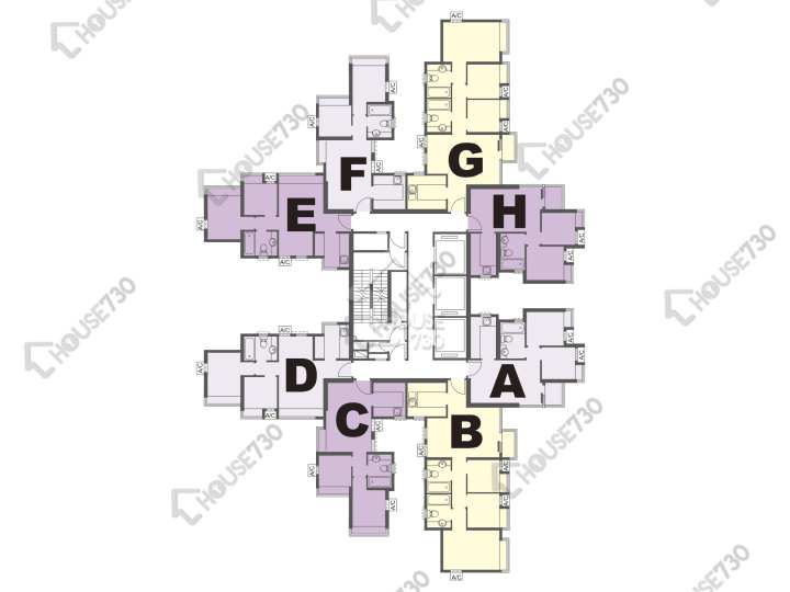 Yoho Town 平面圖 Yoho Town 1期 6座 1-3,5-13,15-23,25-33,35-36,37樓 樓層平面圖 - House730