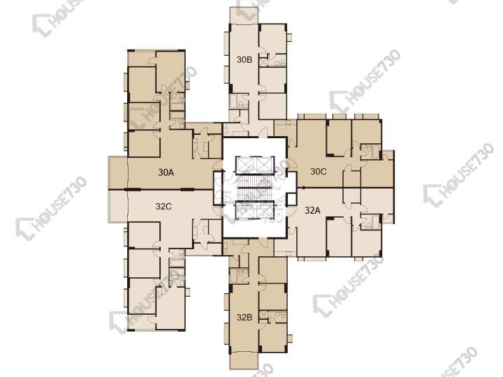 美孚新邨 平面圖 美孚新邨 2期 百老匯街30-32號 1-20樓 樓層平面圖 - House730