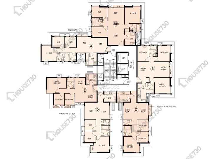 又一居 平面圖 又一居 29座 2-10樓 樓層平面圖 - House730