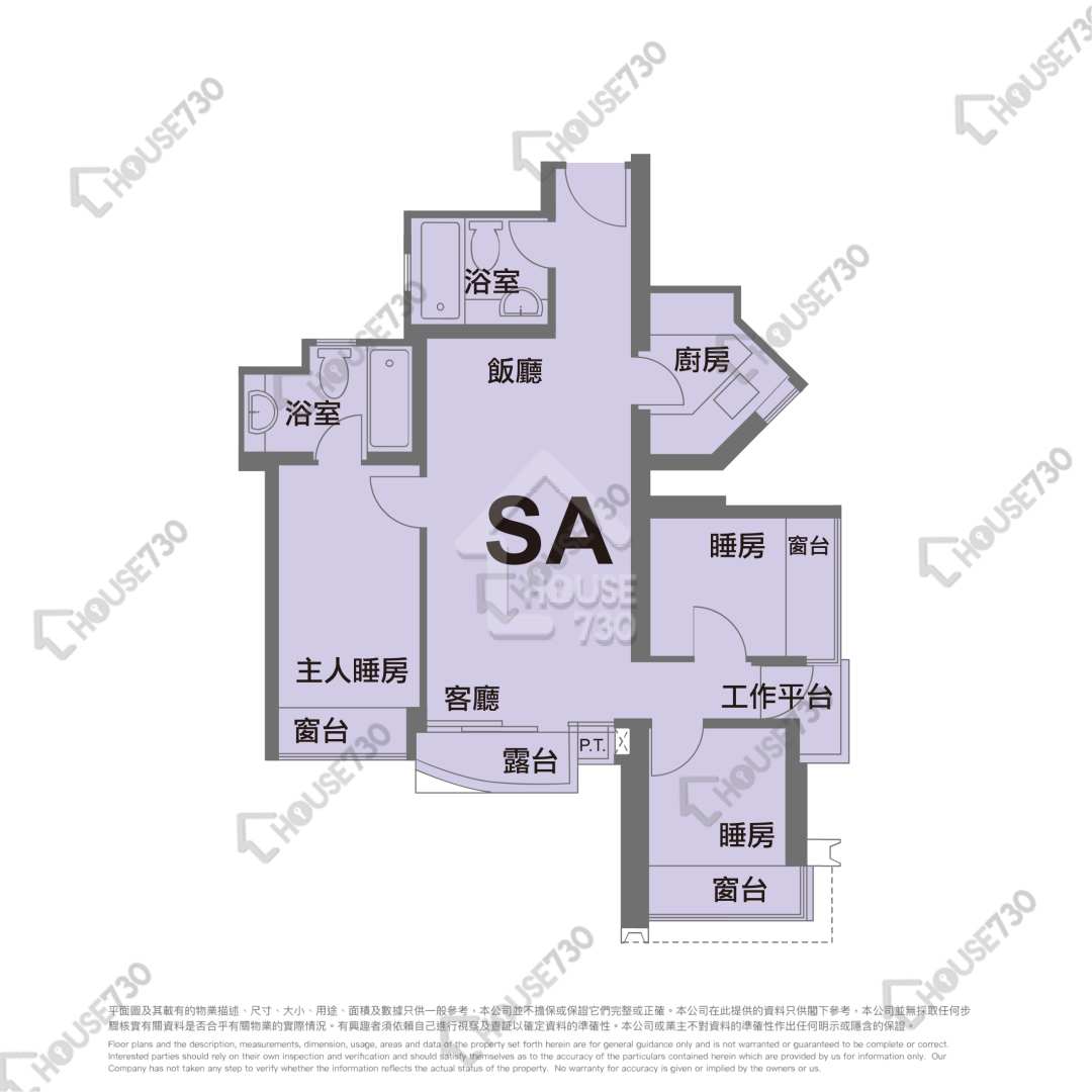 Tai Wai FESTIVAL CITY Upper Floor Unit Floor Plan 1期-3座-高層/中層/低層-SA室 House730-7243588