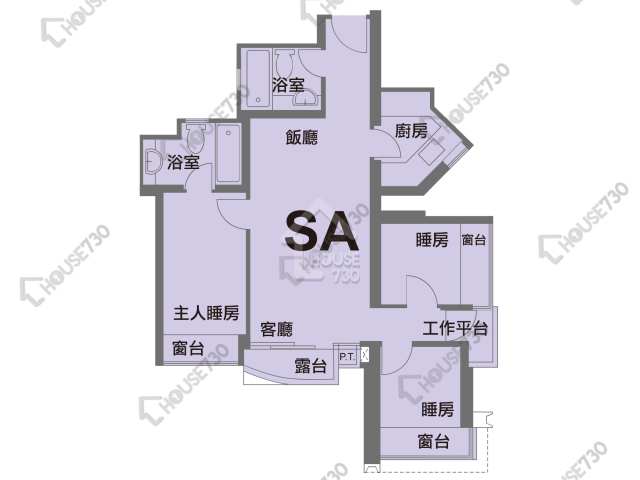 Tai Wai FESTIVAL CITY Upper Floor Unit Floor Plan 1期-3座-高層/中層/低層-SA室 House730-7243588