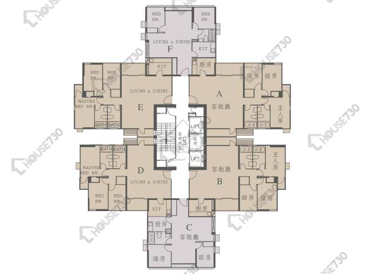 城市花園 平面圖 城市花園 2期 9座 3-27樓 樓層平面圖 - House730