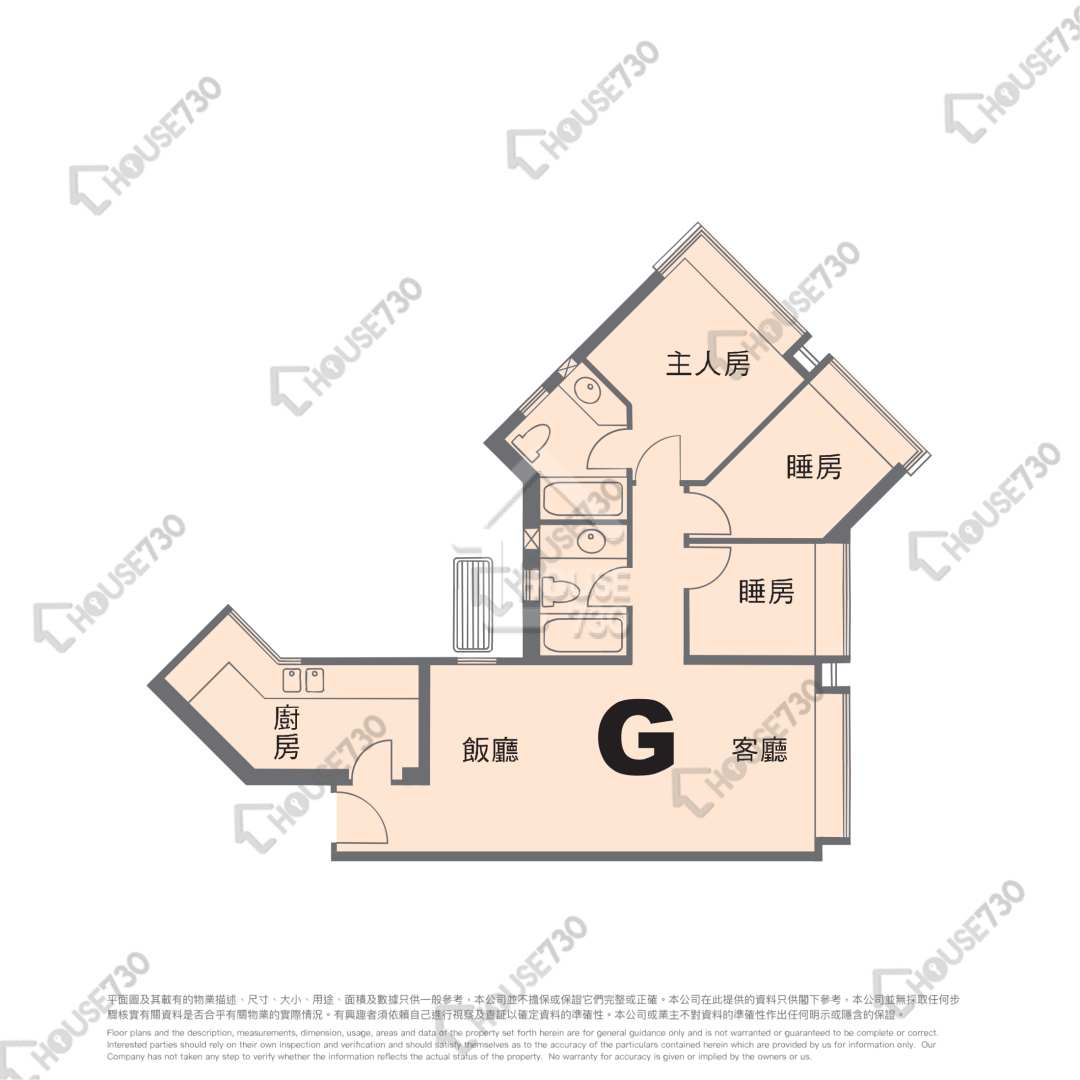 九龍站 擎天半島 高層 單位平面圖 1期-6座-高層/中層-G室 House730-6595770