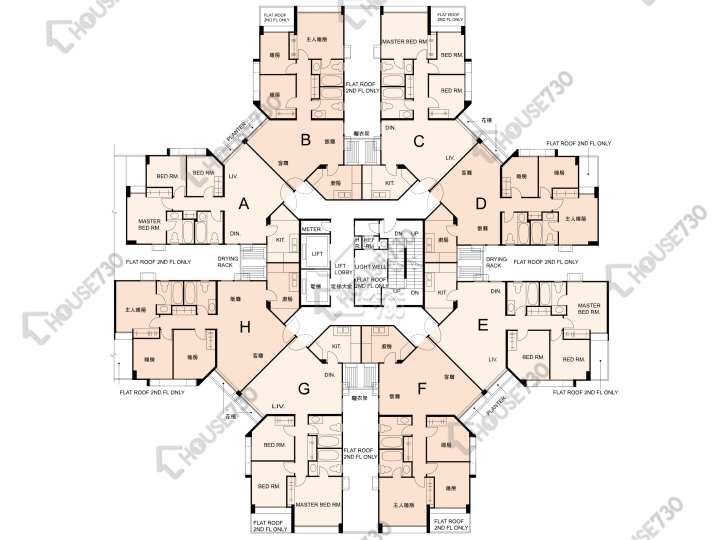 黃埔花園 平面圖 黃埔花園 4期 棕櫚苑 5座 2-15樓 樓層平面圖 - House730