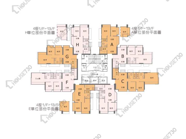 疊茵庭 平面圖 疊茵庭 6座 1-24樓 樓層平面圖 - House730