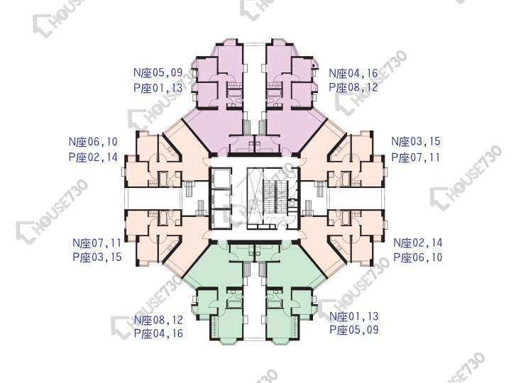 康怡花園 平面圖 康怡花園 N座 (1-8室) 1-29樓 樓層平面圖 - House730