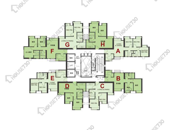 海柏花園 平面圖 海柏花園 3座 1-3,5-13,15-23,25-28,29樓 樓層平面圖 - House730