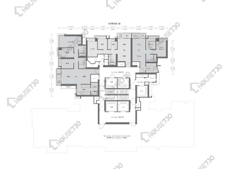 譽.港灣 平面圖 譽.港灣 1B座 43樓 樓層平面圖 - House730