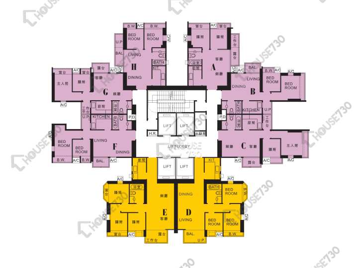翔龍灣 平面圖 翔龍灣 5座 6-13,15-21,22樓 樓層平面圖 - House730