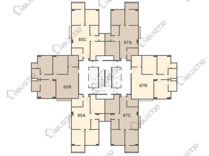 美孚新邨 平面圖 美孚新邨 4期 百老匯街85-87號 3-19樓 樓層平面圖 - House730