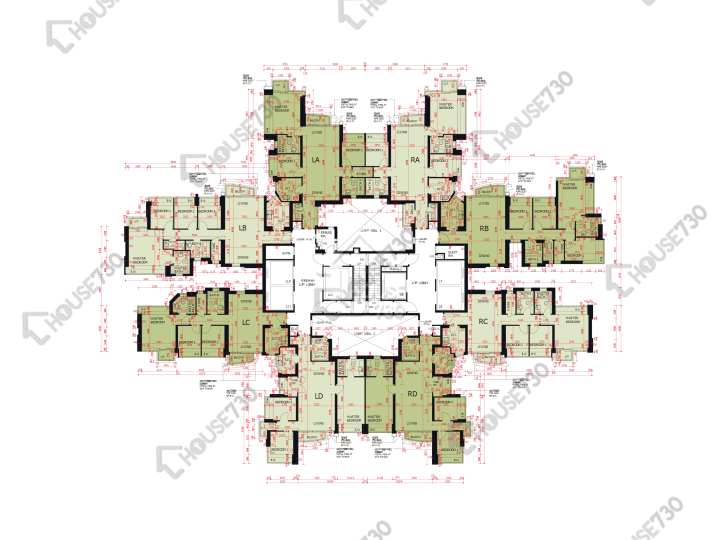 日出康城 平面圖 日出康城 3期A 緻藍天 翠堤 (2座) 47-53,55-63,65,66樓 樓層平面圖 - House730