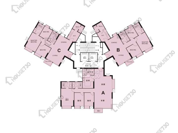 香港黃金海岸 平面圖 香港黃金海岸 20座 1-3,5-12,15-23,25-27,28樓 樓層平面圖 - House730