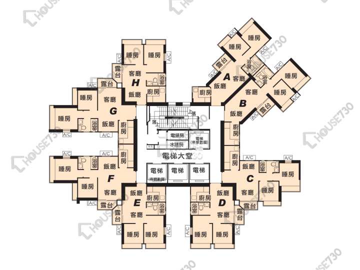 港灣豪庭 平面圖 港灣豪庭 2期 10座 6-25樓 樓層平面圖 - House730