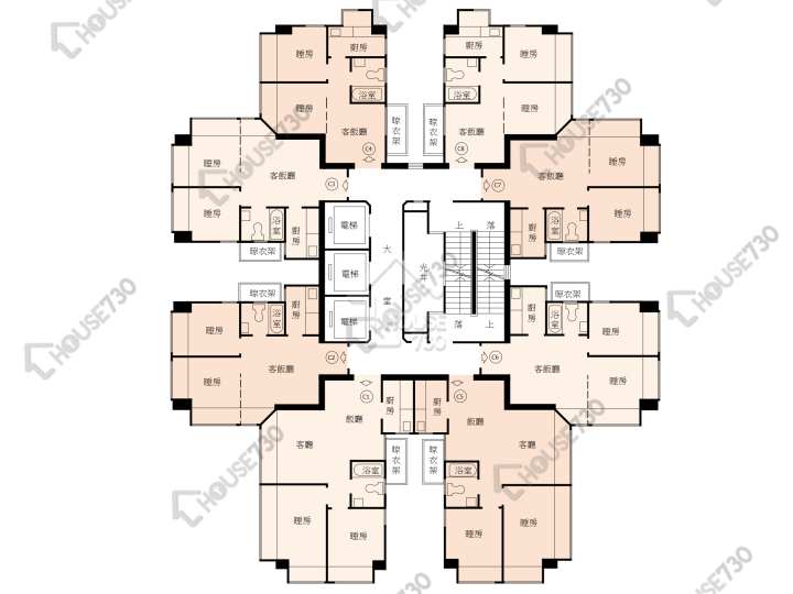 得寶花園 平面圖 得寶花園 C座 6-40樓 樓層平面圖 - House730