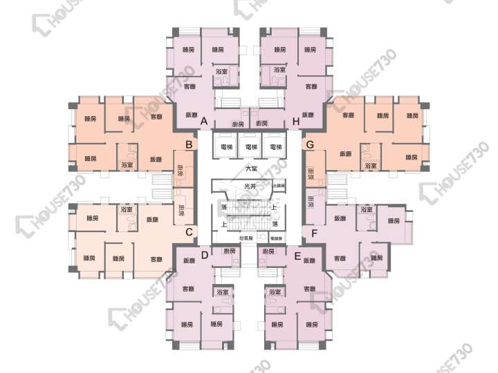 花都廣場 平面圖 花都廣場 5座 3-36樓 樓層平面圖 - House730
