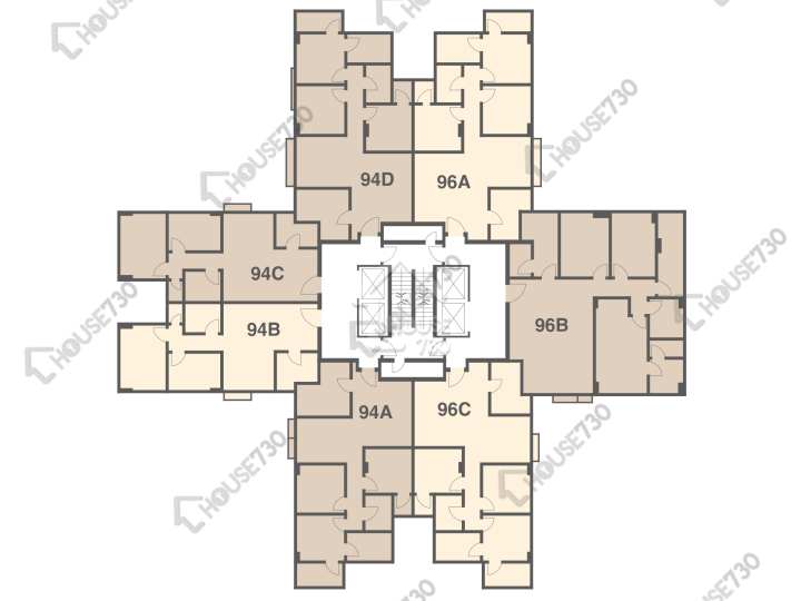美孚新邨 平面圖 美孚新邨 8期 百老匯街94-96號 1-20樓 樓層平面圖 - House730