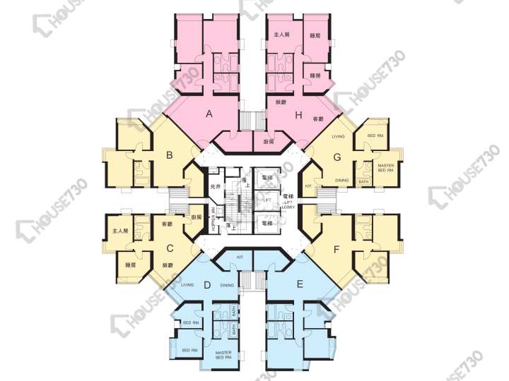 麗港城 平面圖 麗港城 4期 19座 1-25樓 樓層平面圖 - House730